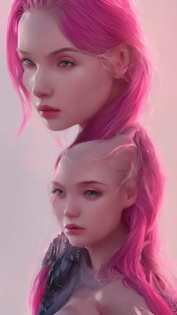 Image similar to teen girl, pink hair, gorgeous, amazing, elegant, intricate, highly detailed, digital painting, artstation, concept art, sharp focus, illustration, art by Ross tran