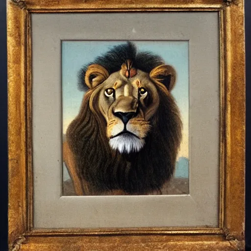 Prompt: lion, 1 9 th century painting