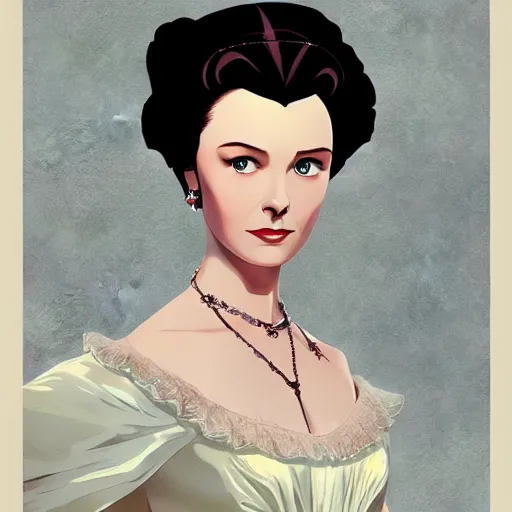 Prompt: portrait of vivien leigh in the movie gone with the wind, 4k, anime key visual, artstation, kuvshinov ilya