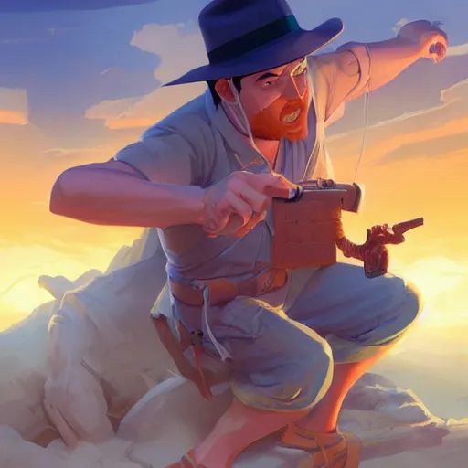 Image similar to hero world raiders of the lost ark 1 9 8 1, behance hd by jesper ejsing, by rhads, makoto shinkai and lois van baarle, ilya kuvshinov, rossdraws global illumination