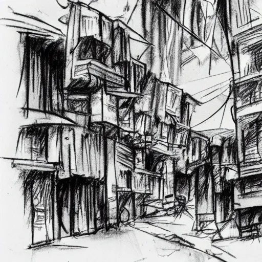 Image similar to milt kahl sketch of slums of miami