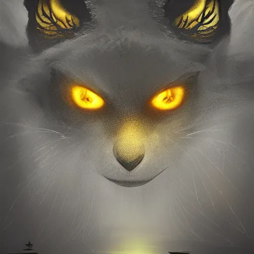 Prompt: midnight in the wild peninsula, yellow eyes in the dark, artstation, digital art