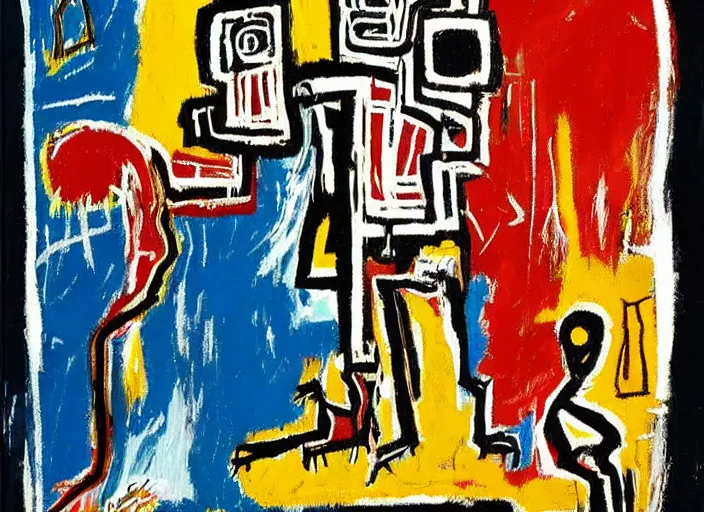 Image similar to beautiful detailed tarot cards painting by jean - michel basquiat