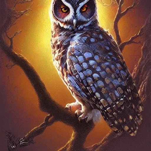 Prompt: digital matte fantasy owl, artstation, behance, 8 k by bob eggleton