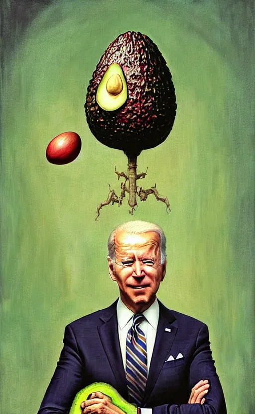 Image similar to joe biden as a avocado painting by chiara bautista, beksinski and norman rockwell and greg rutkowski weta studio, tom bagshaw and lucasfilm