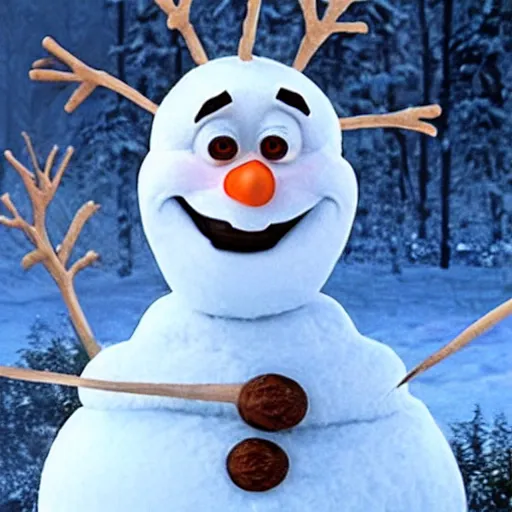 Prompt: olaf scholz as olaf the snowman. pixar animation detailed.