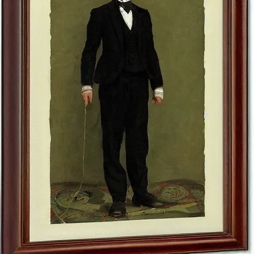 Prompt: portrait of'the orb'in a suit, elegant, monocle, bowtie, by ilya repin