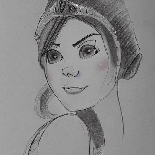 Image similar to milt kahl sketch of victoria justice as princess padme from star wars episode 3