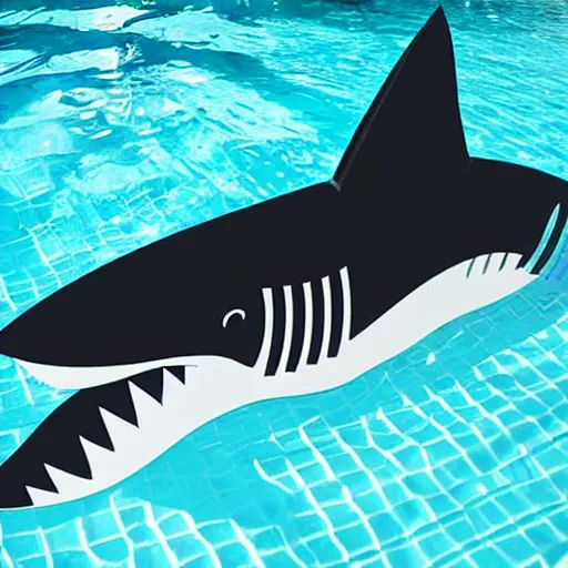 Image similar to full size mechanical sharks in a pool with children