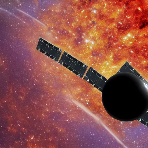 Prompt: a spacecraft crossing the blackhole