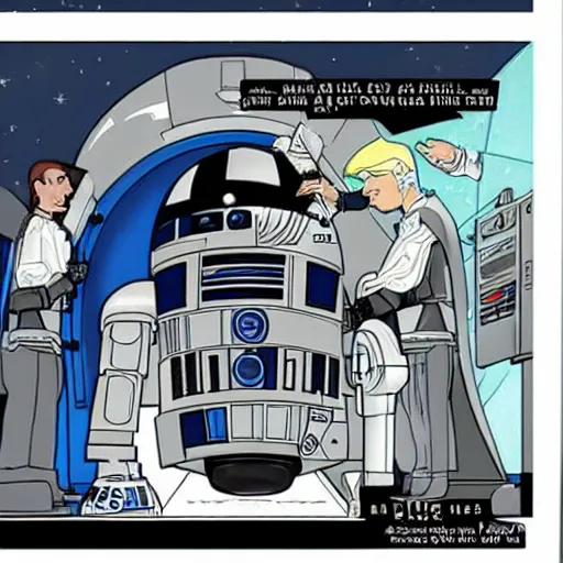 Image similar to they found the plans for the jewish space laser in donald trump's astromech droid