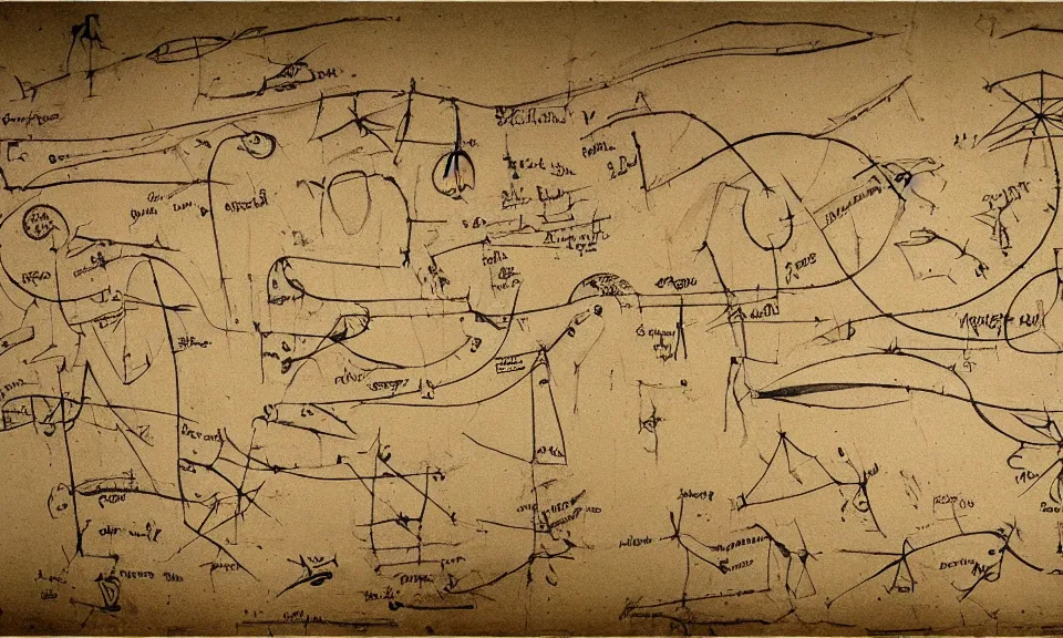 Prompt: Schematics of the early internet, by Lascaux cave painters