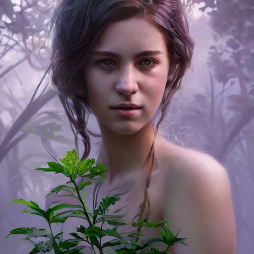 Image similar to a beautiful girl is taking care of the garden in a beautiful and varied vegetation dream garden with quality pruning shears, artstation greg rutkowski, cinematic, hyperrealist, beautiful face and features, the most beautiful girl digital art, light essential calm quality wlop projection render