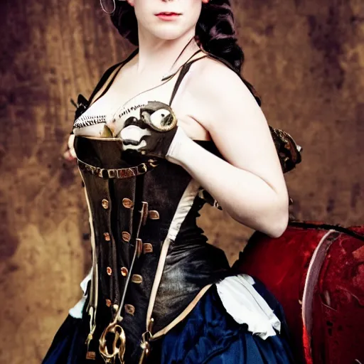 Image similar to portrait of emily hampshire in steampunk cosplay