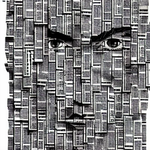 Image similar to the silhouette of a person made of newspapers clippings, digital art, amazing quality, very detailed, trending on artstation