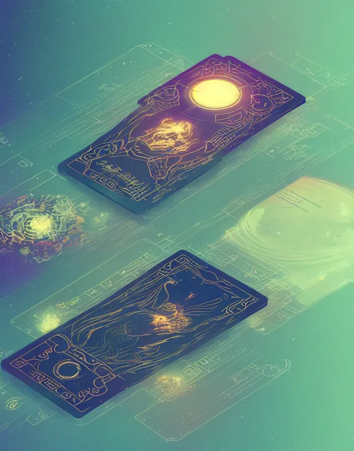 Image similar to “beautiful render of User Interface,tarot by victo ngai and andreas rocha and greg rutkowski, Trending on artstation , unreal engine, 8k hd wallpaperjpeg artifact,blur, artfact”