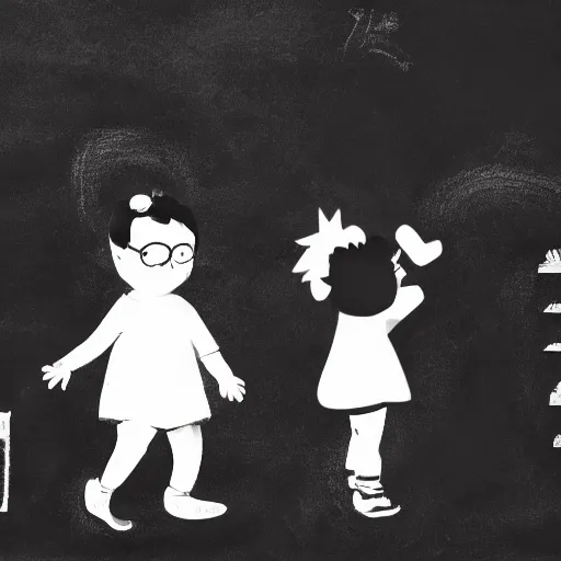 Prompt: blackboard toddler drawing Helsinki