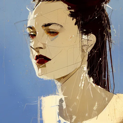 Prompt: portrait of a beautiful woman by sparth