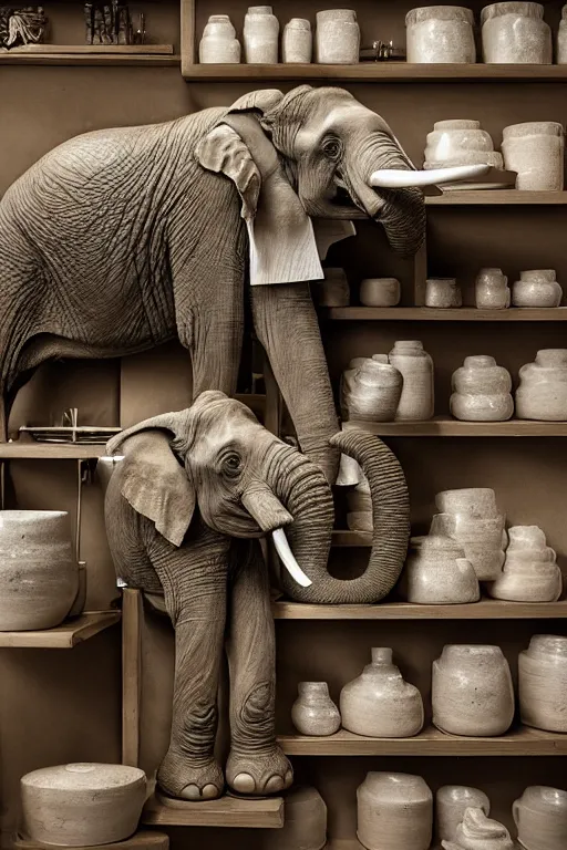 Image similar to photography of an elephant in a porcelain shop, cgsociety,