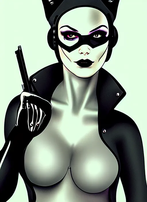 Image similar to portrait of cyberpunk catwoman