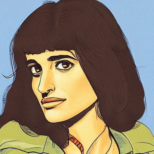 Image similar to “ penelope cruz retro minimalist portrait by jean giraud, moebius starwatcher comic, 8 k ”