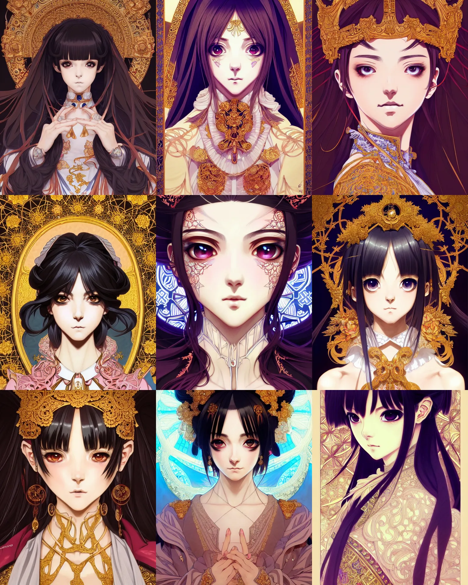 Prompt: symmetry!!!!!! beautiful anime spanish girl close portrait, wearing ornate clothing, ultra detailed, elegant, intricate, anime, dynamic lighting, dnd, glowing lights, digital art, digital painting, artstation, wlop, otomo, sharp focus, illustration, art by artgerm and greg rutkowski and alphonse mucha, 8 k