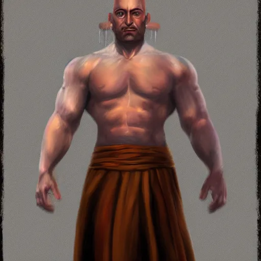 Image similar to muscular monk , concept art , digital painting , 4k , HD