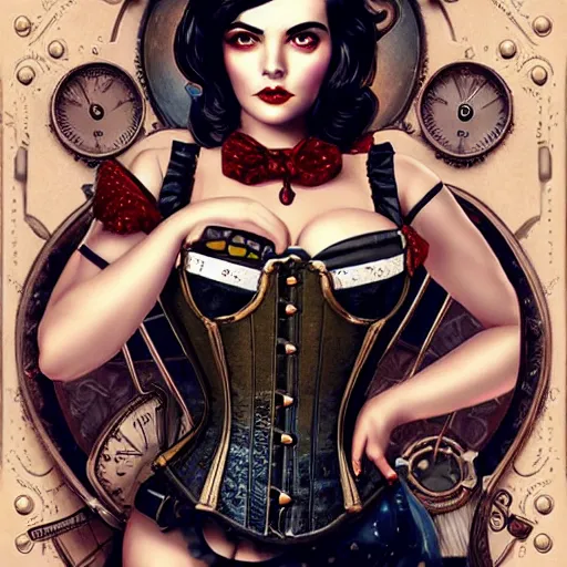 Image similar to lofi bioshock steampunk corset portrait, Pixar style, by Tristan Eaton Stanley Artgerm and Tom Bagshaw.