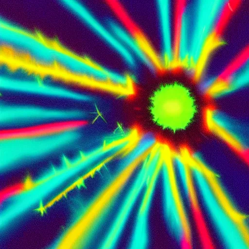 Prompt: neon colored nuclear explosion.