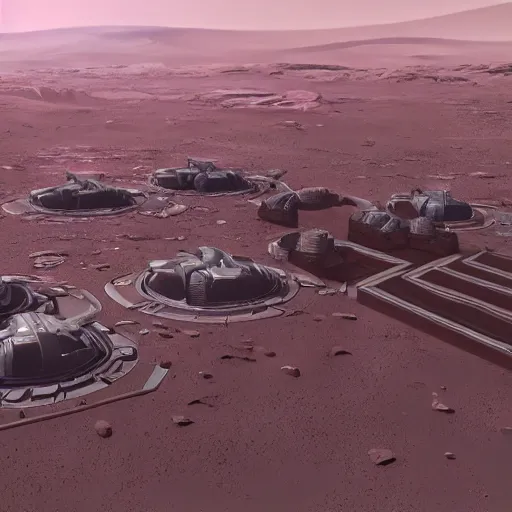 Image similar to a futuristic mars city