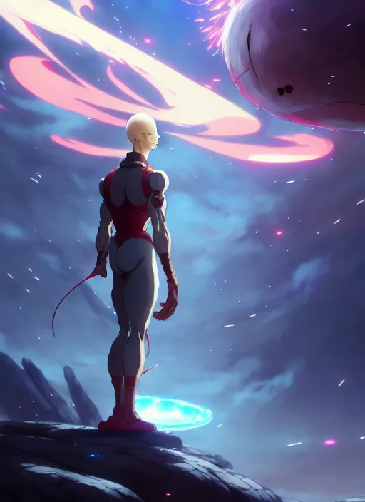 prompthunt: saitama, anime, octane redner, colors, holy, full body, manga,  8 k, illustration, concept artbook galaxy, atmosphere, unreal engine, video  game, highly detailed, symmetrical, concept art, peter mohrbacher, charlie  bowater, artstation, craig