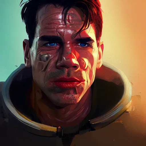 Prompt: Portrait of an Anthony Kiedis Terminator, half of his face looks like the Terminator without skin, mattepainting concept Blizzard pixar maya engine on stylized background splash comics global illumination lighting artstation lois van baarle, ilya kuvshinov, rossdraws