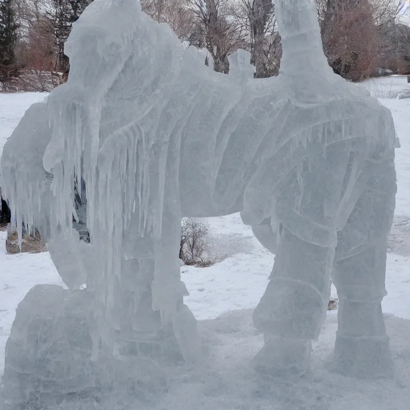 Image similar to ice sculpture of a headless horseman