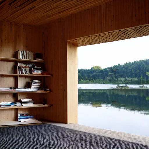 Image similar to a house by the river designed by peter zumthor