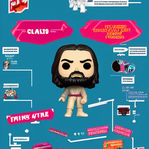 Image similar to jesus funko pop, infographic, toy blueprint