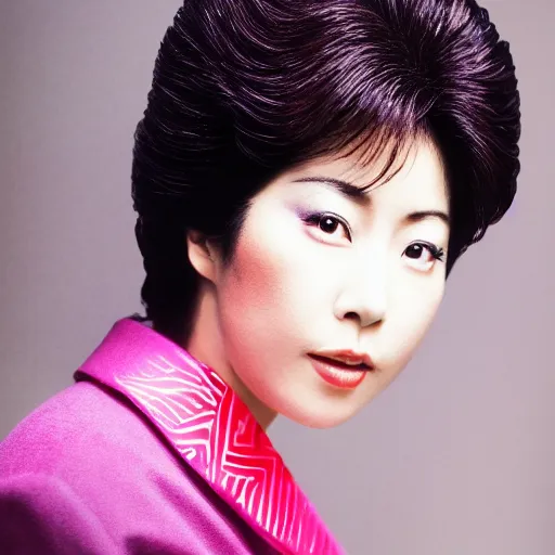 Image similar to miki matsubara japanese singer 1 9 8 0, ( sony a 7 r iv, symmetric balance, polarizing filter, photolab, lightroom, 4 k, dolby vision, photography award ), vogue, perfect face