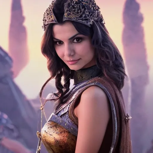 Prompt: victoria justice with huge chest as princess padme in star wars, 8k resolution, full HD, cinematic lighting, award winning, anatomically correct