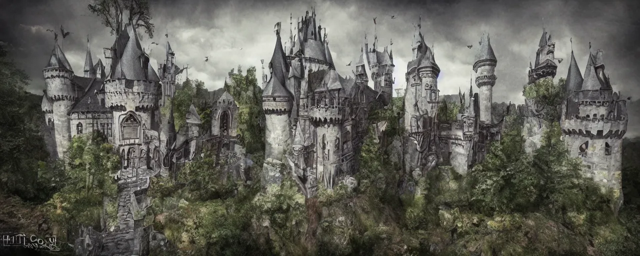 Prompt: hyperrealistic phto of the unseelie court gothic castle