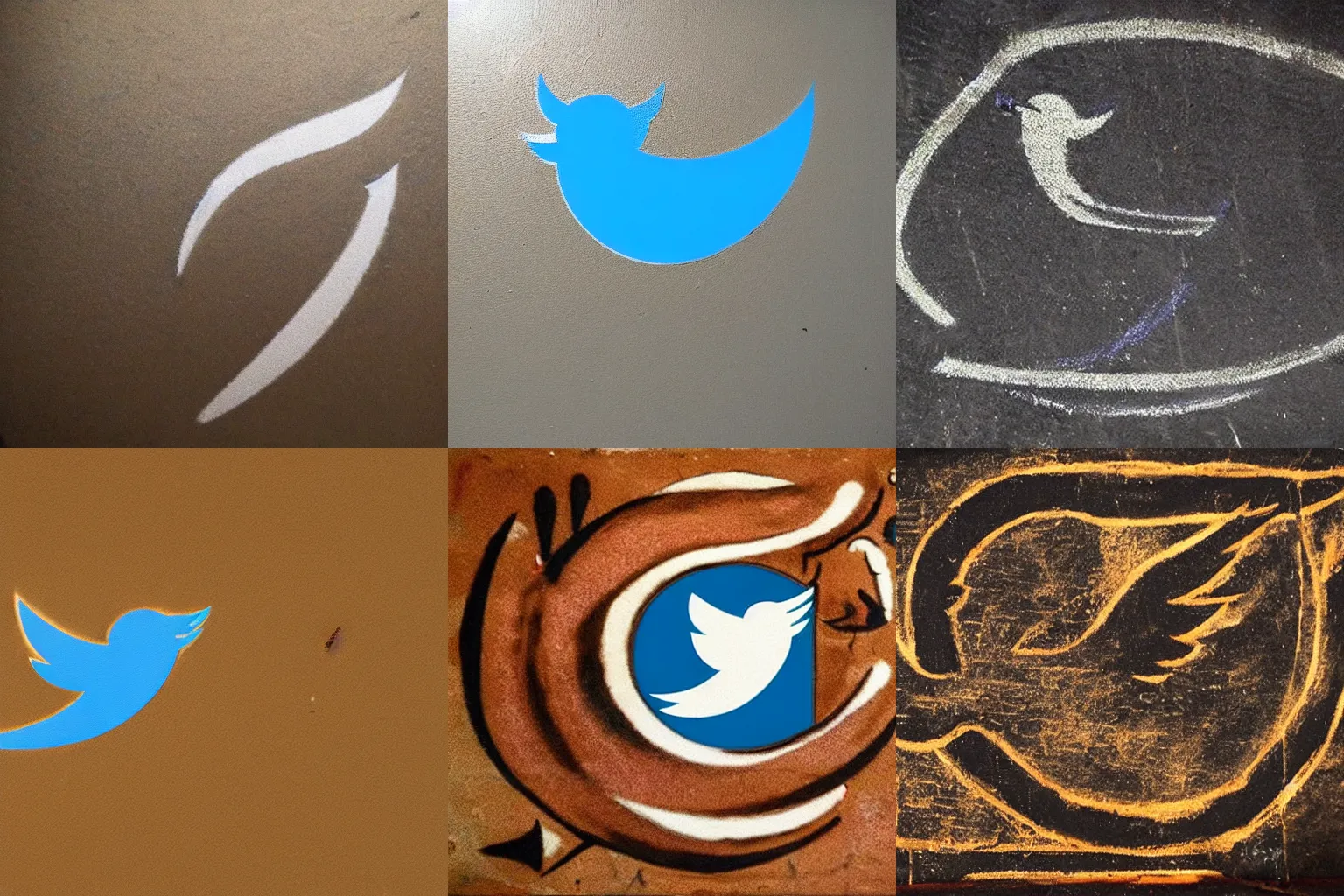 Prompt: cave painting of Twitter logo