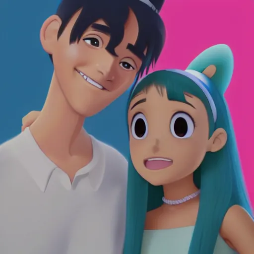 Image similar to portrait of ariana grande by Pixar and Studio Ghibli and greg rutkowksi