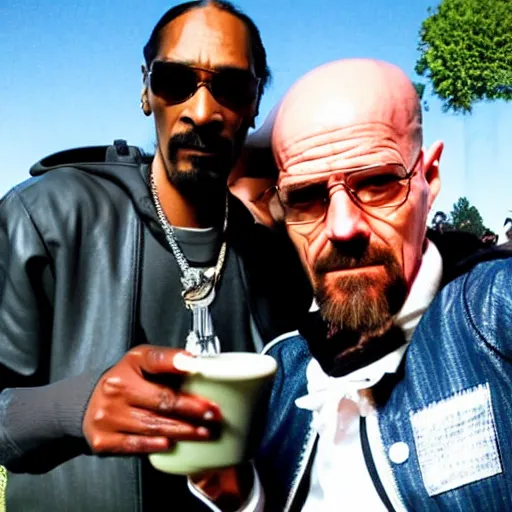 Prompt: selfie of snoop dogg and heisenberg from breaking bad