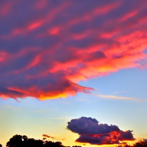 Image similar to sunset clouds in shape of screaming chucky doll