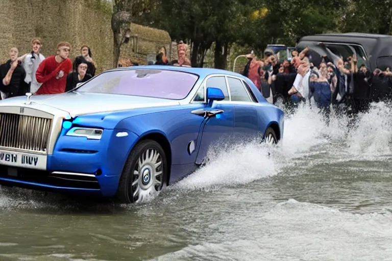 Image similar to stoned teenagers decided to drown Rolls-Royce