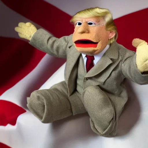 Prompt: donald trump as a muppet. highly detailed felt. hyper real photo.