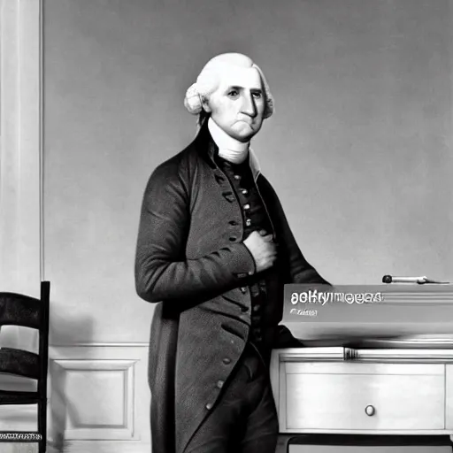 Prompt: George Washington doing the monologue on Saturday Night Live, stock photo