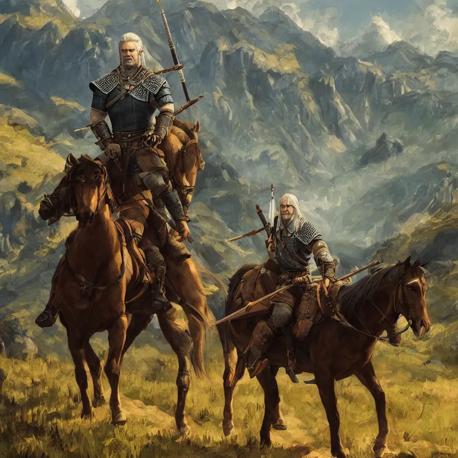 Image similar to witcher 3 the wild hunt riding in naglfar, in the style of fernando amorsolo drawings, artistic, highly detailed, 8 k, landscape