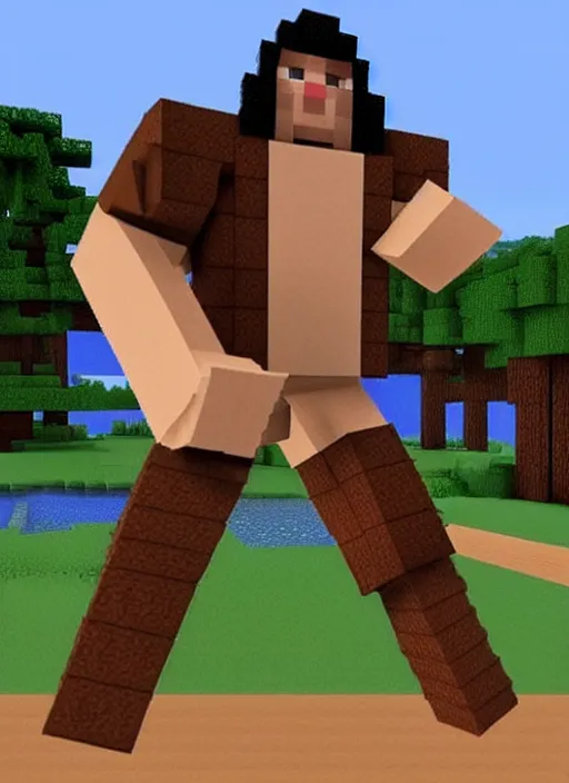 Image similar to andre the giant in minecraft