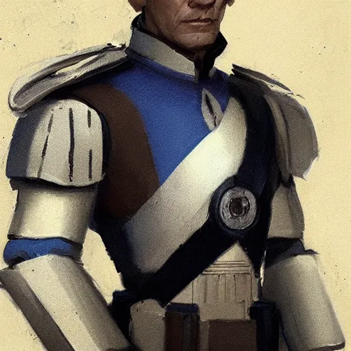 Image similar to portrait of a man by greg rutkowski, great admiral thrawn from star wars, blue skin, short black hair in military style, tall, star wars expanded, universe, he is about 5 0 years old, wearing white colored imperial admiral uniform, artstation hq