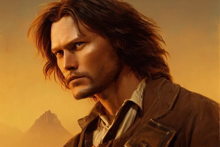 Image similar to an ultradetailed image of sam winchester as an old west gunfighter, masterpiece, 8 k, art by greg rutkowski and albert bierstadt