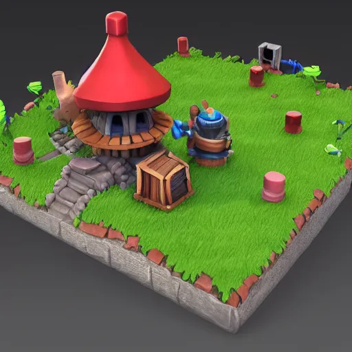 Image similar to a clash royale model of a fungal prison